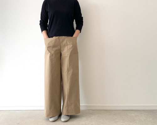 ベージュ ワイドパンツ コットン 7eb9197c2742bd11f6fc9f8c389d32