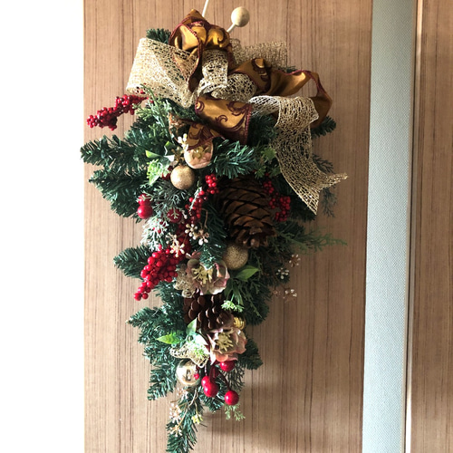 シックな大人リース　大きめ　約45㎝　クリスマス 再販) ◇クリスマス限定 約60㎝ 大きいクリスマススワッグ（ご希望の