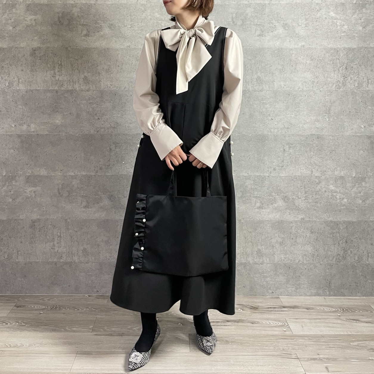 長さ選べる♡フォーマル＆卒業入学 肩リボン2wayジャンパースカート パール有り【フリー】KMC-723 733154