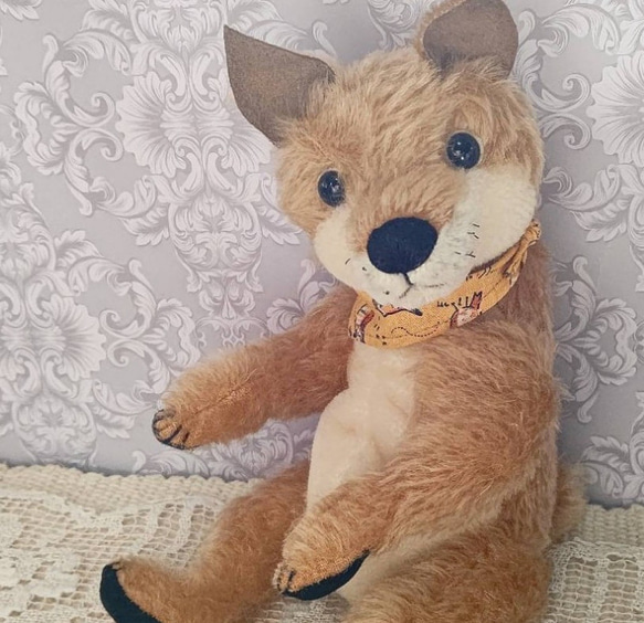 柴犬 ぬいぐるみ 国内作家 テディベア 柴犬 黄土色✕白／テディベアタイプの犬のぬいぐるみ 約24cm