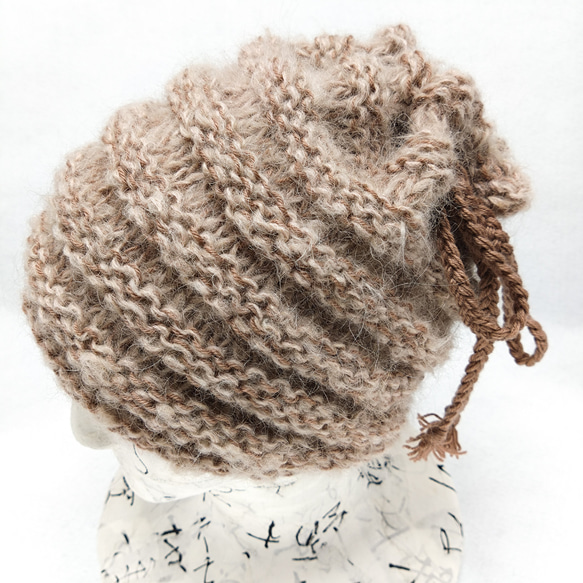 手編み　アルパカ混のニット帽（ネックウォーマー）A231205 2枚目の画像