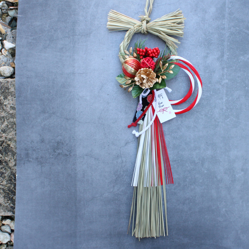 リース しめ縄 飾り 針葉樹と稲藁の清々しい香り 2wayフレッシュクリスマスと国産しめ縄