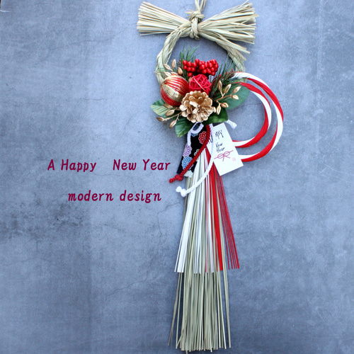 ラスト1点 スタイリッシュお正月本しめ縄飾りリース しめ縄・しめ飾り
