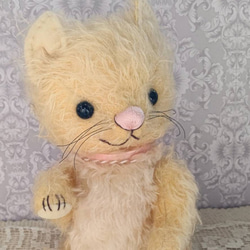 アートドール 三毛猫 羊毛フェルト フェイクファー テディキャット 本