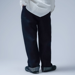 [wafu] 純日本製亞麻牛仔寬大休閒褲/深靛藍 b011h-din2 第15張的照片