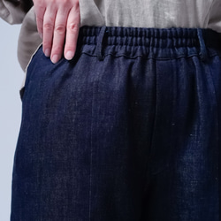 [wafu] 純日本製亞麻牛仔寬大休閒褲/深靛藍 b011h-din2 第16張的照片
