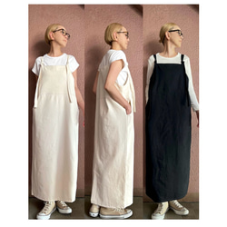 ２色有❣️サイズと長さ選べる❤️ 暖かく軽い大人のチェック❤️スラリと見えるサロペットジャンパースカート 13枚目の画像