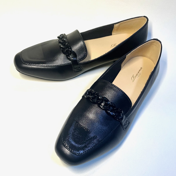 施華洛世奇鏈條 2 色樂福鞋（黑色 x 琺瑯）22.5 公分~25.0 公分 防水 第3張的照片