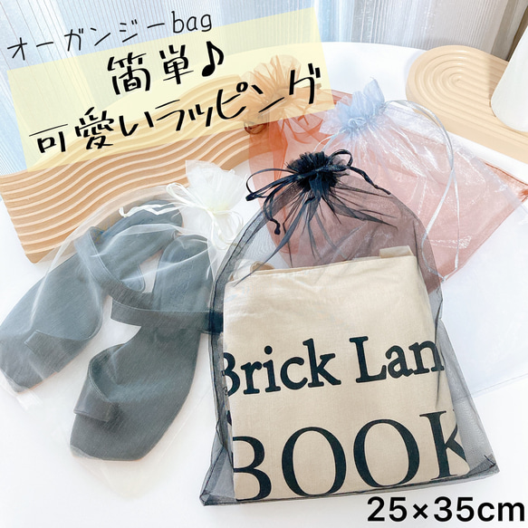 【新色追加】 珍しい大きいサイズ【25×35cm】 オーガンジー袋　10枚セット 1枚目の画像