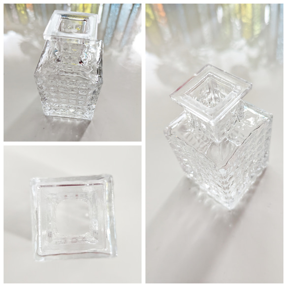ガラス製 ステンドグラスキャンドルホルダー アロマホルダー 花瓶ホルダー 水色系 5枚目の画像