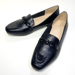 粗鏈2色樂福鞋（黑色x琺瑯）22.5cm~25.0cm 防水 第3張的照片