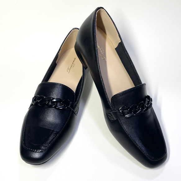 粗鏈2色樂福鞋（黑色x琺瑯）22.5cm~25.0cm 防水 第2張的照片