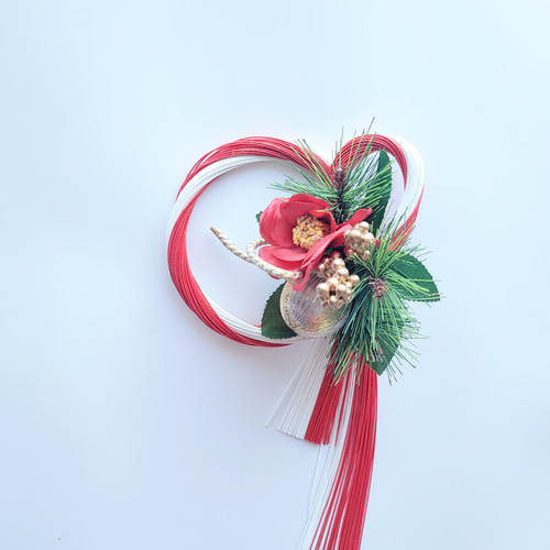 白い椿のしめ縄リース♡ハンドメイド♡メルカリ便発送♡お正月