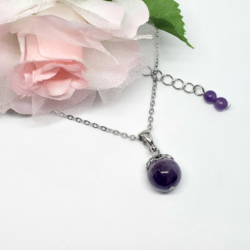 天然石＊アメジスト＊ネックレス＊アレルギー対応＊サージカル  
