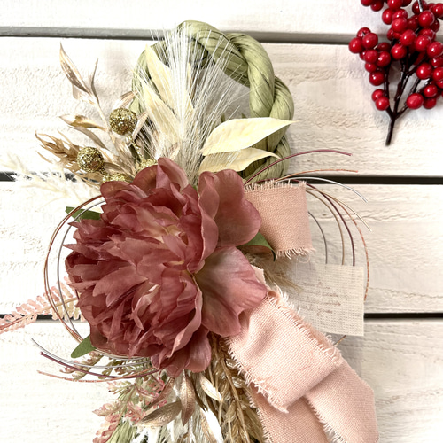 2024 迎春 しめ縄リース～Shimenawa wreath～グレーベース8の字 お正月