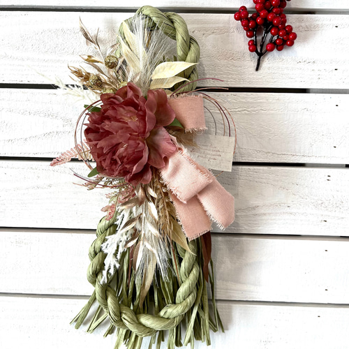 2024 迎春 しめ縄リース～Shimenawa wreath～グレーベース8の字