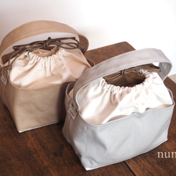 【nuno+】newカラー 帆布11号・ランチバッグ　ベージュ×生成 4枚目の画像