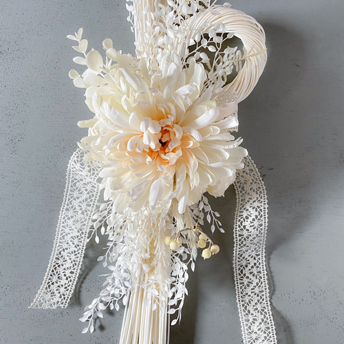 2024 しめ縄飾り ホワイト 2way ③ 正月 しめ縄おしゃれ