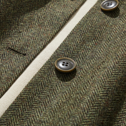 下一季主打外套 羊毛混紡人字紋布料束口大衣 綠色 231013-3 第6張的照片