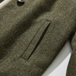 下一季主打外套 羊毛混紡人字紋布料束口大衣 綠色 231013-3 第7張的照片