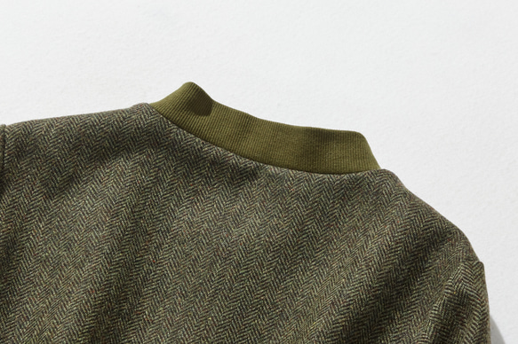 下一季主打外套 羊毛混紡人字紋布料束口大衣 綠色 231013-3 第9張的照片