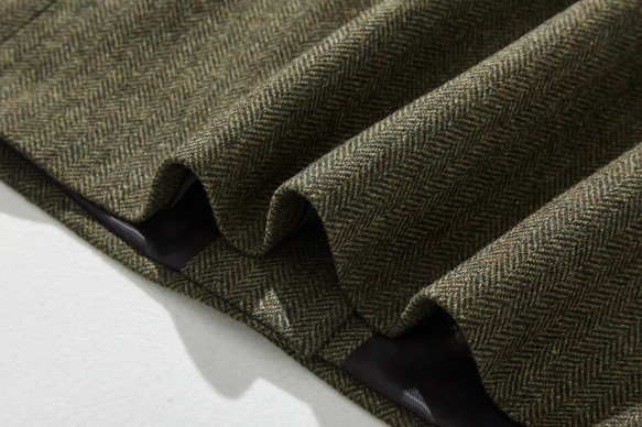 下一季主打外套 羊毛混紡人字紋布料束口大衣 綠色 231013-3 第10張的照片