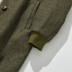 下一季主打外套 羊毛混紡人字紋布料束口大衣 綠色 231013-3 第5張的照片