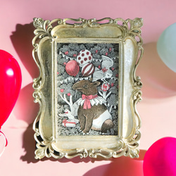 原画【一点物】「悪夢を食べるバク」　アンティーク風なペン画のインテリアアート　絵画　モノクロ　リビング　玄関　動物 1枚目の画像
