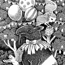 原画【一点物】「悪夢を食べるバク」　アンティーク風なペン画のインテリアアート　絵画　モノクロ　リビング　玄関　動物 2枚目の画像