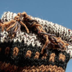 手織りピュアウールニットソックス/ニットウールソックス/内側起毛ソックス/暖かいソックス-コーヒースノーフレークエスニックスタイ 8枚目の画像