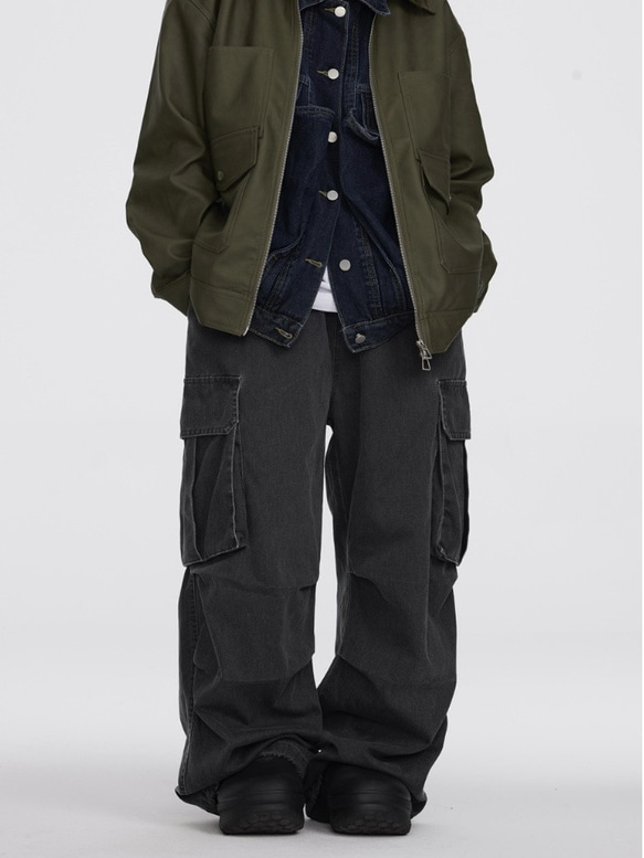 レトロゆったりワイドパンツファッションブランドカジュアルストレートパンツ男  2カラー 20-1180 6枚目の画像