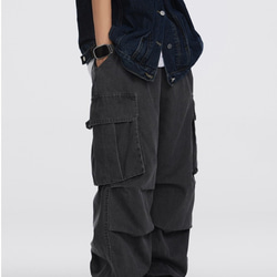 レトロゆったりワイドパンツファッションブランドカジュアルストレートパンツ男  2カラー 20-1180 2枚目の画像