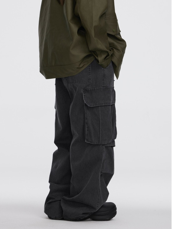 レトロゆったりワイドパンツファッションブランドカジュアルストレートパンツ男  2カラー 20-1180 4枚目の画像