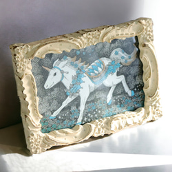 原画【一点物】「駆け出しの子馬」　アンティーク風なペン画のインテリアアート　絵画　モノクロ　リビング　玄関　動物 3枚目の画像