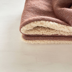 Soft♪ 緞帶圍巾 | 柔軟拉絨羊毛/羊絨（紅棕色）x 毛皮（淺米色） 第8張的照片