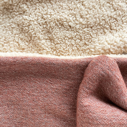Soft♪ 緞帶圍巾 | 柔軟拉絨羊毛/羊絨（紅棕色）x 毛皮（淺米色） 第6張的照片
