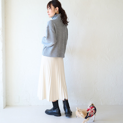 ﾓﾘﾉｶﾞｯｺｳ 着こなし楽しい ハーフジップニット (ライトグレー) ウール混