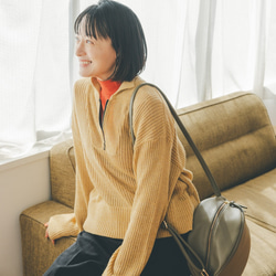 Morino Gakko 穿起來有趣 半拉鍊針織衫（混合芥末黃） 羊毛混紡針織衫 第15張的照片