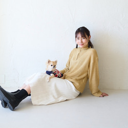 Morino Gakko 穿起來有趣 半拉鍊針織衫（混合芥末黃） 羊毛混紡針織衫 第10張的照片