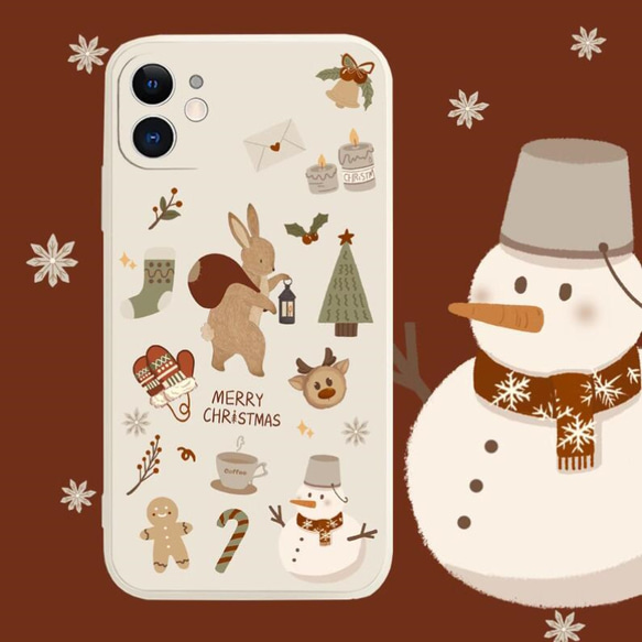 クリスマス限定 雪だるま iPhoneケース 冬 スマホケース