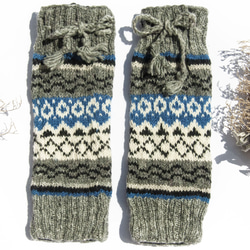 手編みの純毛ニットソックス/ニットウールソックス/内側起毛ソックス/あったかソックス - 北欧フィンランド 北欧スタイル 緑の草 1枚目の画像