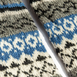 手編みの純毛ニットソックス/ニットウールソックス/内側起毛ソックス/あったかソックス - 北欧フィンランド 北欧スタイル 緑の草 6枚目の画像