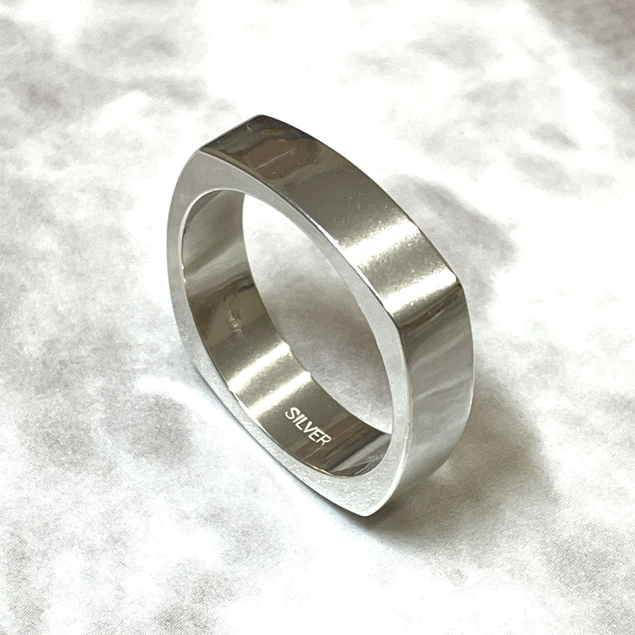 シルバーリング●四角（flat）●15号 silver925 刻印無料 / MSR-8695