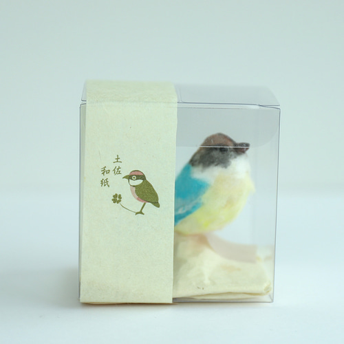 土佐和紙×ひよこ窯 小さな小鳥「八色鳥（ヤイロチョウ）」 立体 