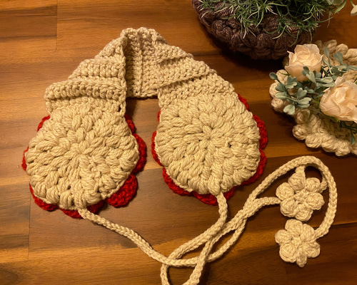 リバーシブル可能！花モチーフが可愛いイヤーマフ・耳あて・イヤー