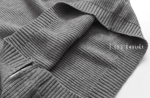【受注】♡ファスナーリブハイネックニットカーディガン.セーター  心地良さ 16枚目の画像