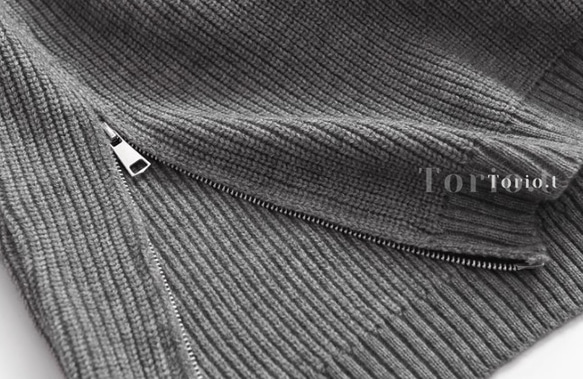 【受注】♡ファスナーリブハイネックニットカーディガン.セーター  心地良さ 15枚目の画像