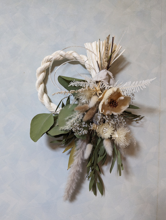 ＊Natural＊しめ縄飾り　しめ縄リース　ドライフラワー 2025年新作 ソラフラワー 幸せを願い ナチュラル しめ縄飾り しめ縄