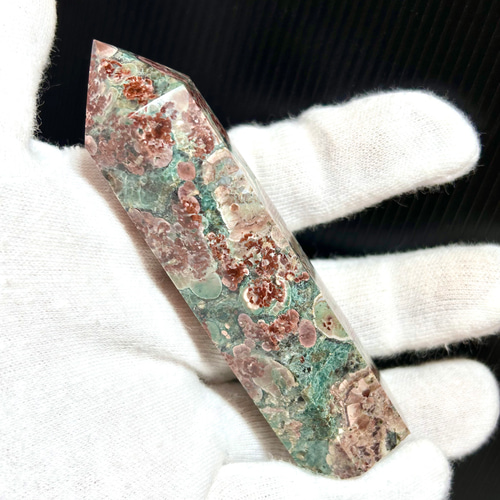 グリーンフラワージャスパー 六角柱 ポイント タワー 88mm 1個