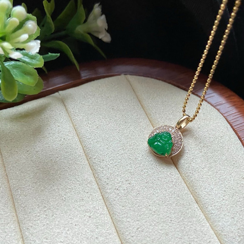 天然ミャンマー産本翡翠 K18 ペンダントトップ